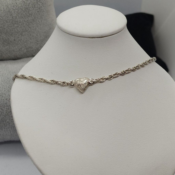 Italian Sterling Silver Karizia Spa1772 Rope Chain Textured Puff Heart Bracelet - Picture 6 of 6